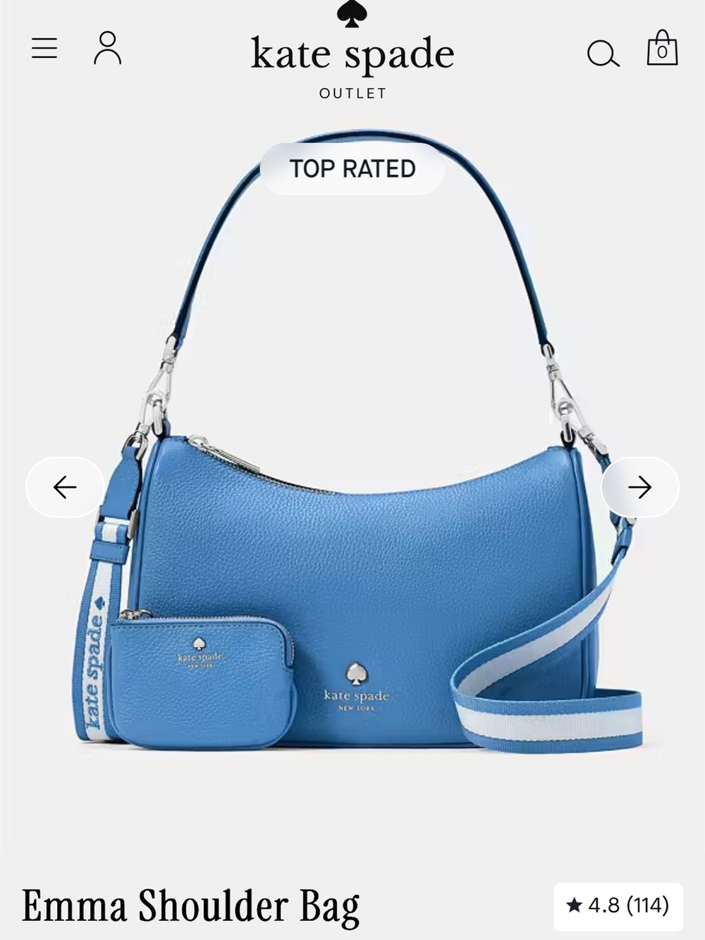 kate spade Blue Pebbled Leather Crossbody Bag with Coin Pouch